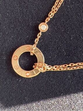 Cartier 18K Gold Love 2 Diamond Pendant Necklace